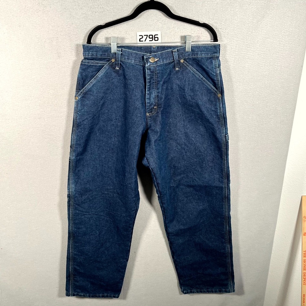Wrangler Authentics Fleece Lined Carpenter Pants Mens 32x30 Blue Cotton Stretch‎